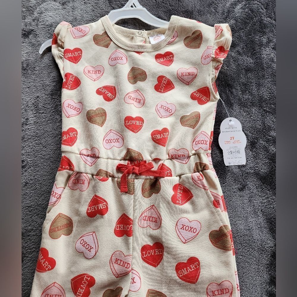 NEW toddler girl Valentine's day/ spring/ summer Hearts Romper Sizes 2T 3T 4T